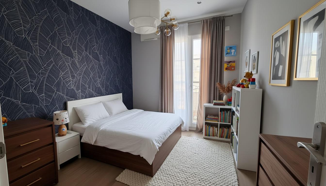 Après rénovation à Levallois-Perret — Chambre avec parquet restauré