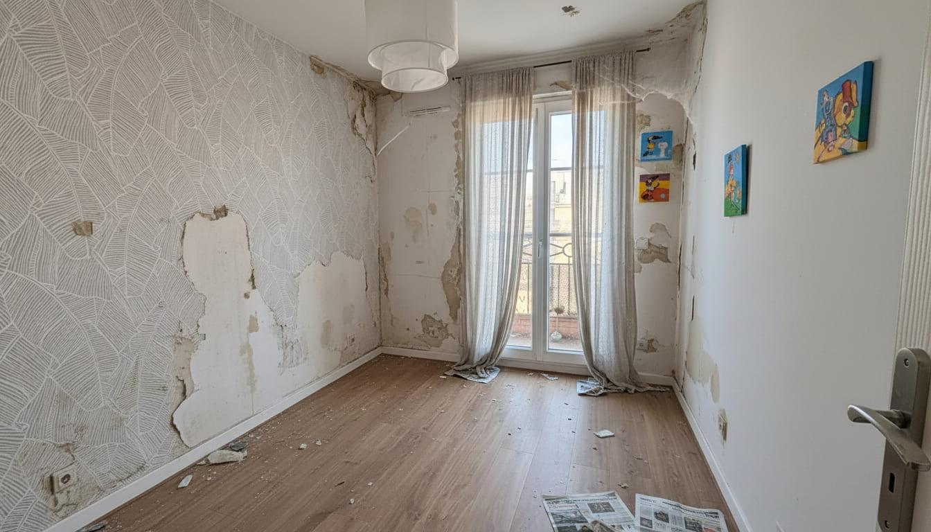 Avant rénovation à Levallois-Perret — Chambre avec parquet restauré