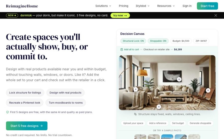Page d'accueil de REimagine Home