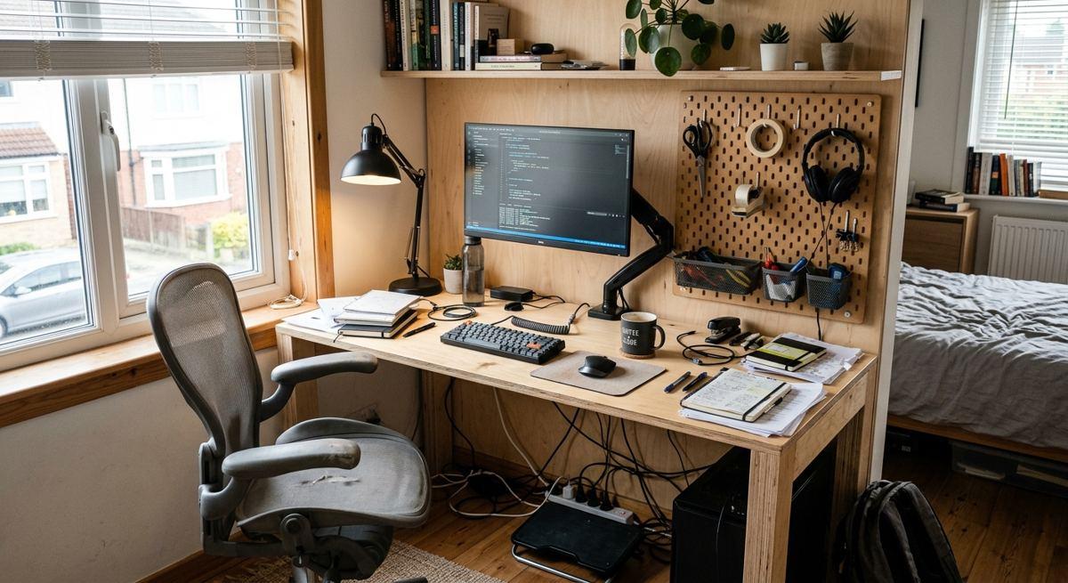 1. Bureau dans un coin de chambre